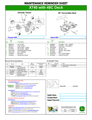 Maintenance Reminder Sheet