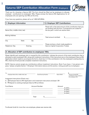 Saturna SEP Contribution Allocation Form