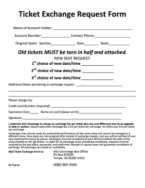 Ticket Exchange Request Form