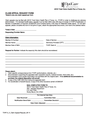 Health Claim Appeal Request Form