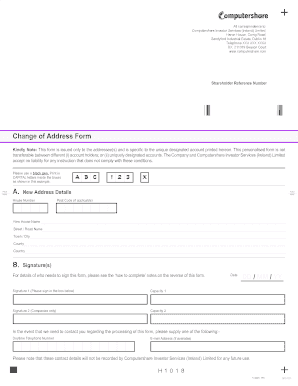 Shareholder Change of Address Form
