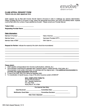 Claim Appeal Request Form