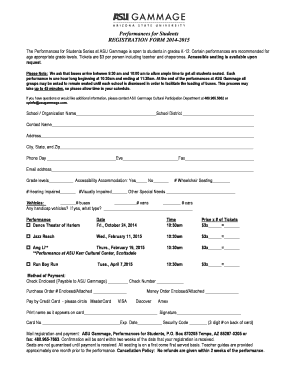 Performances for Students Registration Form
