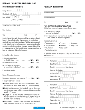 Medicare Prescription Drug Claim Form
