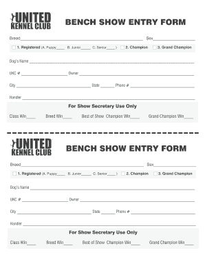 Bench Show Entry Form