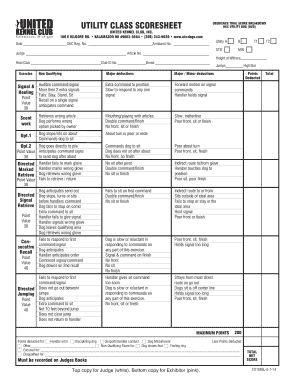 UKC Utility Dog Obedience Trial Score Sheet