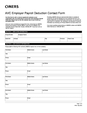 AVC Employer Payroll Deduction Contact Form
