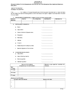 Nomination Form for Company Securities