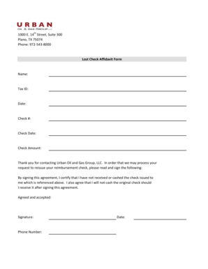 Lost Check Affidavit Form