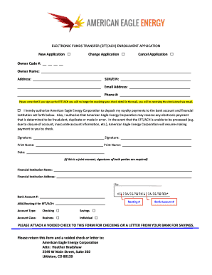ELECTRONIC FUNDS TRANSFER EFTACH ENROLLMENT APPLICATION