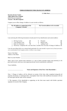 Change of Address Request Form