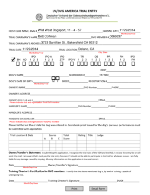 DVG America Trial Entry Form
