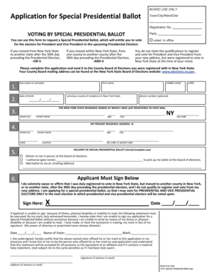 New York Special Presidential Ballot Application