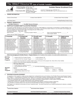 Hartford Life IPS Portfolio Planner Enrollment Form