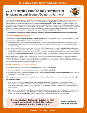 California Ironworkers Field Welfare Plan Reinforcing Smart Choices Promise Form