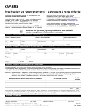 Modification de renseignements – participant à rente différée