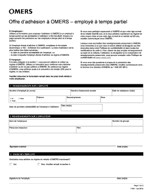 Offre d’adhésion à OMERS – employé à temps partiel