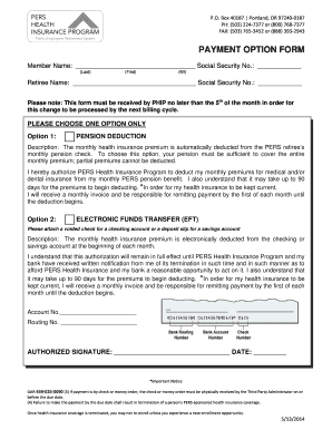PERS Health Insurance Payment Option Form