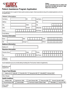 Xubex Patient Assistance Program Application