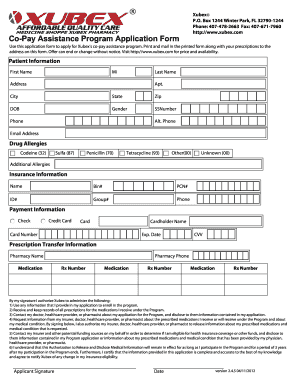Xubex Co-Pay Assistance Program Application Form