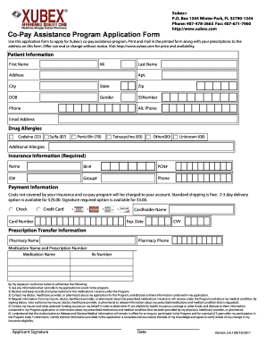Xubex Co-Pay Assistance Program Application Form