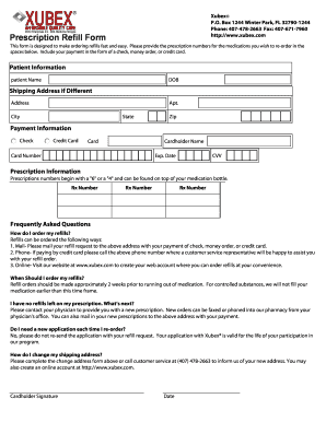 Xubex Prescription Refill Form
