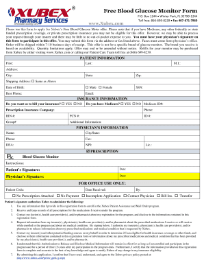 Free Blood Glucose Monitor Application Form