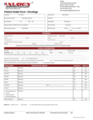 Patient Intake Form - Oncology