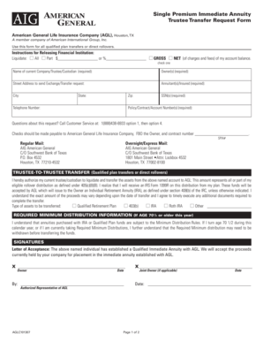 Single Premium Immediate Annuity Trustee Transfer Request Form