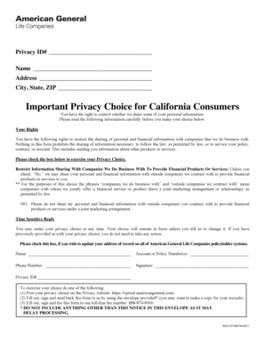 California Privacy Choice Form