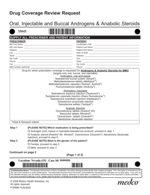 Drug Coverage Review Request for Androgens & Anabolic Steroids