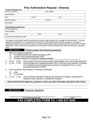 Prior Authorization Request – Strensiq
