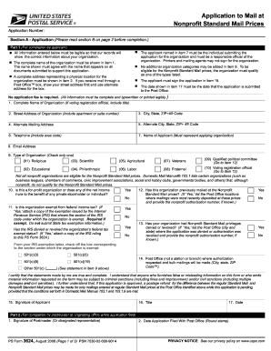 USPS Nonprofit Standard Mail Application