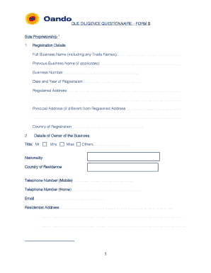 Due Diligence Questionnaire Form B