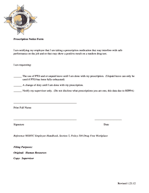 Prescription Notice Form