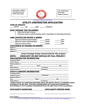 Utility Contractor Application