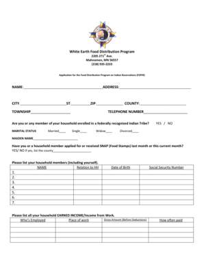 Food Distribution Program Application