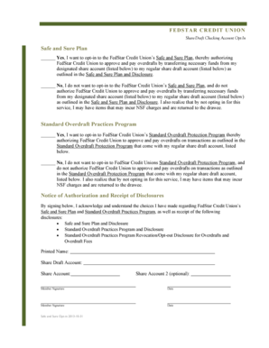 FedStar Credit Union Overdraft Opt-In Form