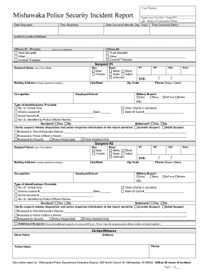 Mishawaka Police Security Incident Report