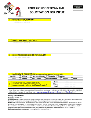 Fort Gordon Town Hall Feedback Form