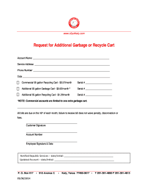Request for Additional Garbage or Recycle Cart