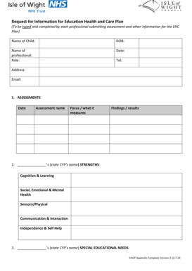 Request for Information for Education Health and Care Plan