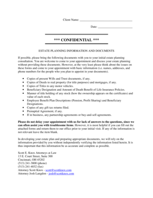 Estate Planning Information Form