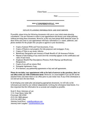 Estate Planning Information Form
