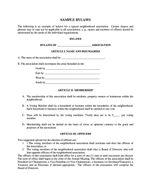 Neighborhood Association Bylaws Template