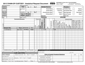 Colorado Chain-of-Custody Analytical Request Form
