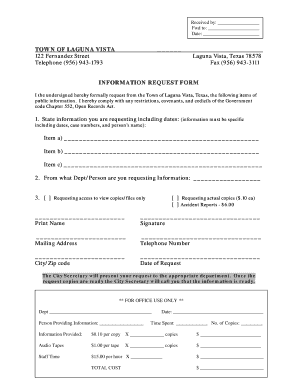 Texas Information Request Form