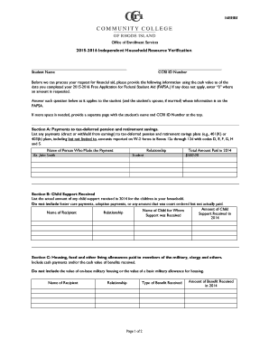 2015-2016 Independent Household Resource Verification