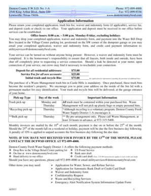 Denton County Water Sewer Refuse Service Application