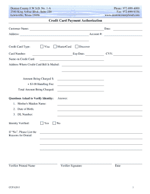 Denton County Credit Card Payment Authorization